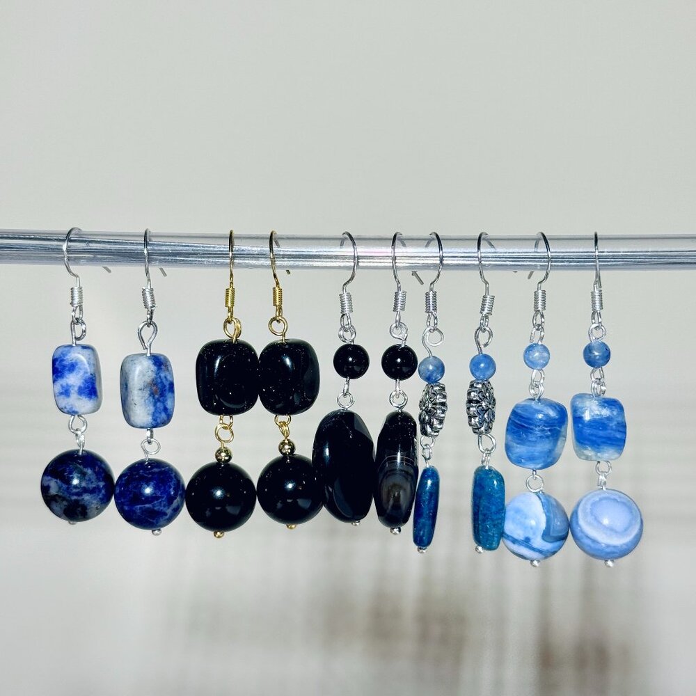 Natural Stone Drop Earrings – Textures & Tones | Choose A–E